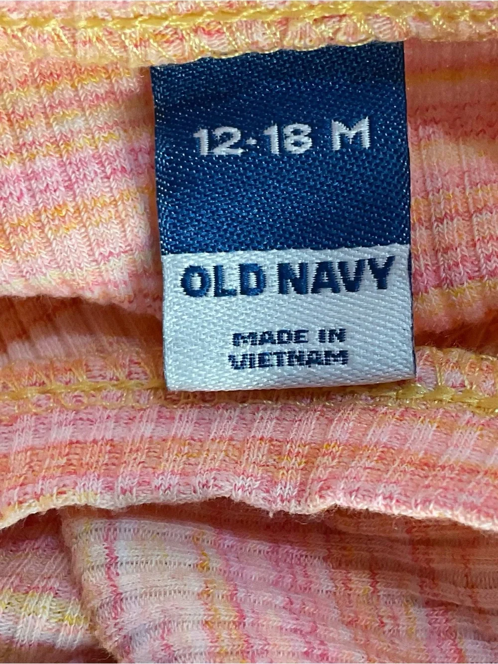 Old Navy Baby Girls 12-18M Pink Orange Space Dye Ruffle Sleeve Peplum Top